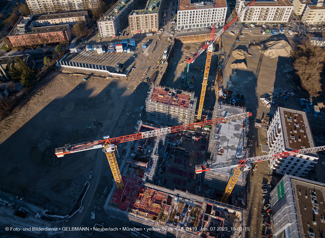 07.01.2023 - Baustelle zum Alexisquartier und Pandion Verde in Neuperlach 07.01.2023 - Baustelle zum Alexisquartier und Pandion Verde in Neuperlach